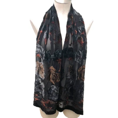 Elegante bufanda de gasa vintage clásica de terciopelo Burnout para mujer caprichosa Foto 1 de 4