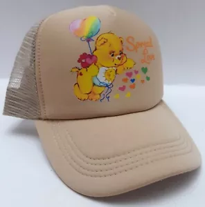 Sombrero de camionero Rare Care Bears bronceado Snapback con arco iris y corazón bordados - Imagen 1 de 8