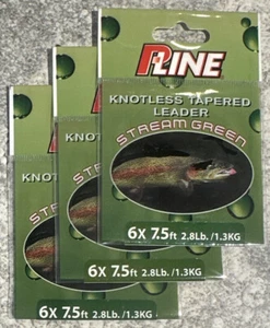 3 Packs P Line Knotless Tapered Fly Fishing Leader 6X 7.5’ - Picture 1 of 1