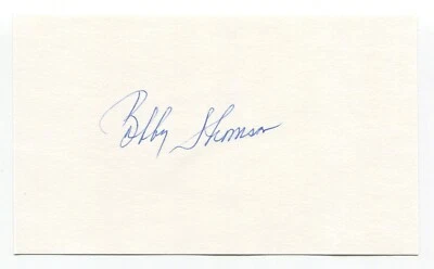 Bobby Thomson Signed 3x5 Index Card Autograph Baseball MLB 1951 New York Giants - Image 1 of 2