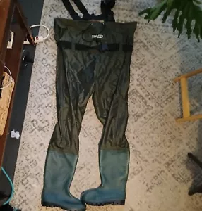 Tidewe bootfoot chest waders green pvc/nylon new in box unisex adult size 12 - Picture 1 of 4