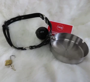 ASH TRAY Ball Gag locking, Bondage Fetish Role Play Harness Restraint Couples - Picture 1 of 6
