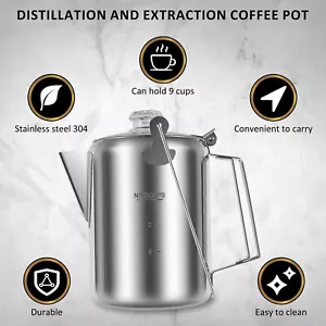 Percolator Coffee Pot Stainless Steel Camping Coffee Pot Outdoor Stovetop DEE - Picture 1 of 12