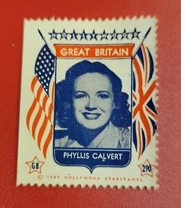 Phyllis Calvert 1947 Hollywood Screen Movie Stars Stamp Trading Card - Picture 1 of 2