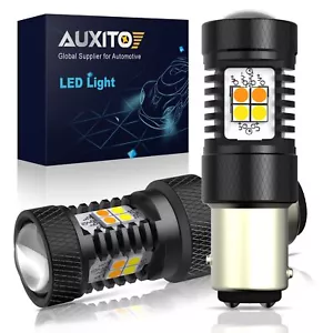 2x 1157 Switchback LED Turn Signal Parking DRL Light Bulb Super White Yellow EOA - Picture 1 of 10