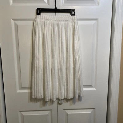 FECHAR!!  Sobreposição de saia midi branca nova com etiquetas JOA Los Angeles tamanho XS renda crochê - Imagem 1 de 4