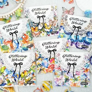 50Pcs Nature Stickers Moon Butterfly Waterproof Decals Journal Card Scrapbook - Picture 1 of 13