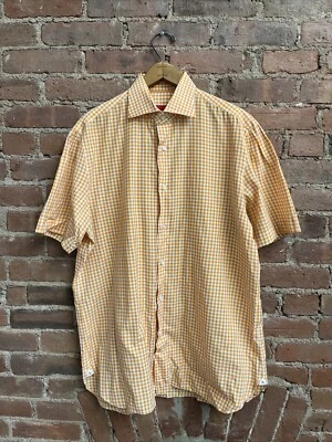 Camisa ISAIA SS Hombre, Talla 16.5/42 Naranja/Blanco Guinga Italia, País Foto 1 de 4