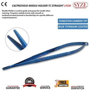 17CM Castroviejo Needle Holder Blue Titanium Coated Forceps Suturing Instruments - Imagen 1 de 3