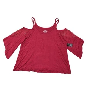 Torrid Women Pink Blouse Plus Size 0 Rayon NWT Solid 3/4 Sleeve Cold Shoulder - Picture 1 of 7