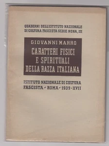 Caratteri fisici e spirituali della razza italiana Marro Ist. fascista 1939 - Foto 1 di 1
