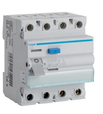 Hager CDA440U 40A Amp 4 Pole 30mA Type A RCD Inter Differential RCCB - Image 1 of 3