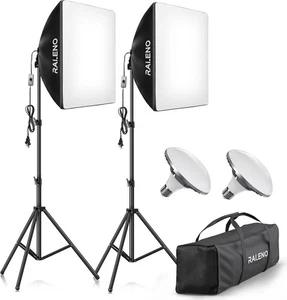 Softbox Kit, 2 x 50x50cm Photography Studio with 50W LED Bulbs - Picture 1 of 8