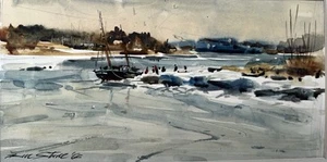 Monhegan Icebound-Don Stone Original, Signed Watercolor,Maine/Cape Ann Master - Picture 1 of 4