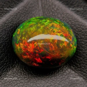11.1 CT Natural Ethiopian Black Opal Fire Oval Loose Gemstone Cabochon - Picture 1 of 10
