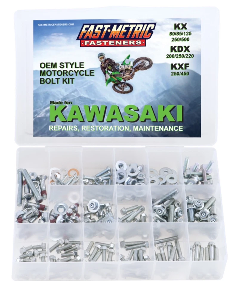 313pc Kawasaki Bolt Kit KX60 KX65 KX80 KX85 KX100 KX125 KX250 KX500 BODY ENGINE - Image 1 of 4