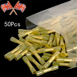 50X Waterproof Heat Shrink Connector Crimp Seal Butt Sleeves Terminal Yellow - Picture 1 of 11