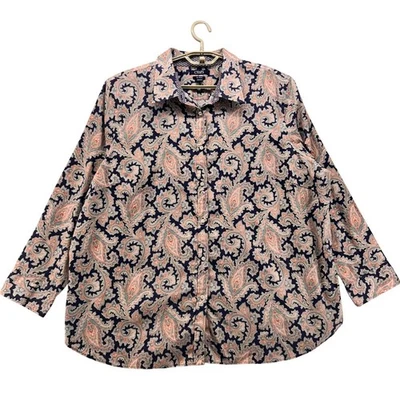 Camisa con botones Chaps para mujer talla 3X blusa bohemia cachemira sin hierro de gran tamaño Foto 1 de 4