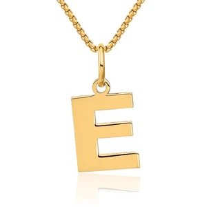Halskette 14 Karat massiv Gelbgold Buchstabe E Initialen - Bild 1 von 18