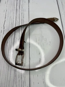 Vintage 1990’s Onyx by Brighton Leather Belt 38 Silver Western Buckle Brown USA - Bild 1 von 13
