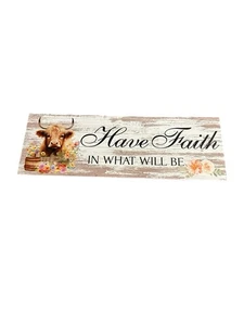 NEW wood sign home decor novelty hanging have faith cow - Picture 1 of 4