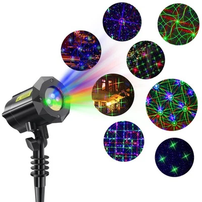 8 Patterns Christmas Laser Projector Lights, Outdoor Garden Decorative Lights... - Image 1 of 4