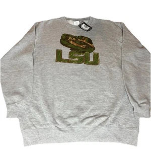 Vintage Neu mit Etikett Neu aus altem Lagerbestand Majestic LSU Tiger tarnfarbenes Sweatshirt mit Rundhalsausschnitt für Herren Large NCAA - Bild 1 von 7