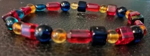 7.5" MULTICOLORED MULTIFACETED UNISEX BEAUTIFUL GENUINE CARIBBEAN AMBER STRETCH - Picture 1 of 5