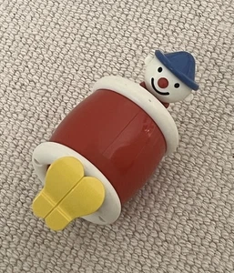 Vintage 1980s Ambi Toys Roly Poly Clown in Barrel Baby Toddler Roll Toy - Picture 1 of 3