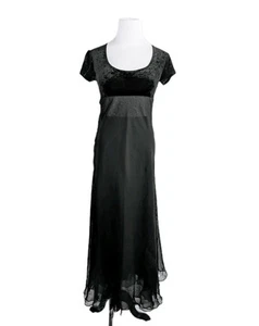 Maxi Vestido Betsey Johnson Años 90 Terciopelo Aplastado Malla Imperio S Desnudo Midriff Regency - Imagen 1 de 16