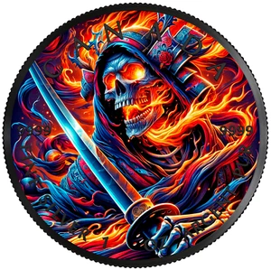 Silbermünze 1 oz 2024 - Maple Leaf - Grim Reaper - black ruthenium and colouring - Bild 1 von 4
