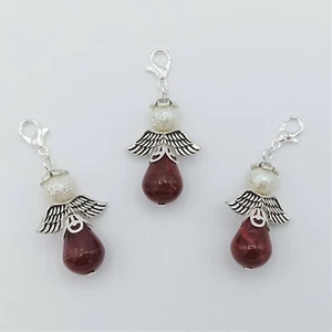 Bastelset 10 rot / Weiß Tropfen Schutzengel Glücksbringer Charm Perlen Engel - Bild 1 von 3