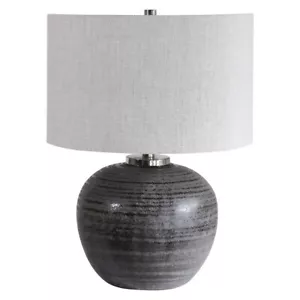 MIKKEL RUSTIC MODERN GLAZED ETCHED CERAMIC 22" ACCENT TABLE LAMP UTTERMOST - Picture 1 of 4