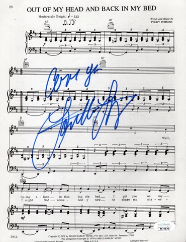 LORETTA LYNN HAND SIGNED 8x11 OUT OF MY HEAD AND BACK IN BED SHEET MUSIC     JSA Cover