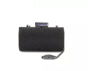 Jessica McClintock BLACK BEAD Mesh Elegant CLUTCH w Drop Shoulder Chain - Picture 1 of 1