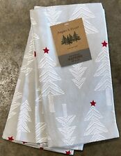 Aspen & Pine Grey With White Christmas Tree Red Star Cloth Napkins Set 4