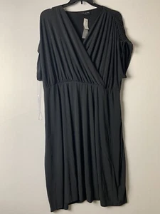 Lane Bryant Women’s Fit & Flare Dress Size 22/24 Black Dolman Sleeve /Pockets - Picture 1 of 9