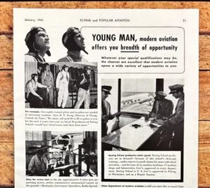 Pubblicità Boeing School of Aeronautics Oakland CA stampa d'epoca 1941 - Foto 1 di 7