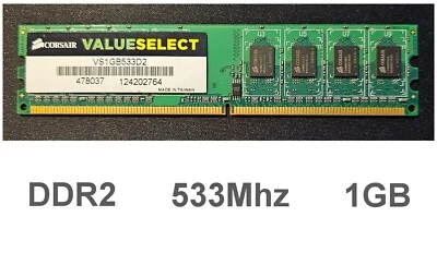 Memoria RAM DDR2 PC2-4200 533Mhz 1GB Corsair Value Select VS1GB533D2 - Immagine 1 di 4