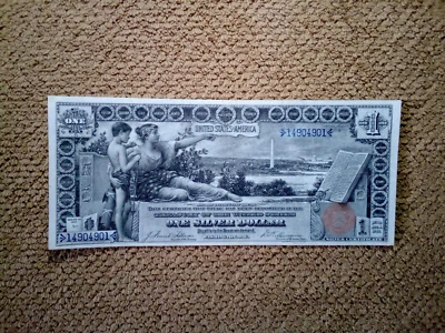 1896 $1 ONE DOLLAR LARGE-SIZE SILVER CERTIFICATE EDUCATIONAL BANKNOTE, XF+/XF++ - Image 1 of 4