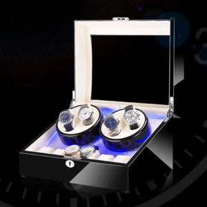 1x Enrollador de Reloj Automático Artesanal Negro 4 con 6 Estuche de Almacenamiento Organizador de Reloj - Imagen 1 de 10