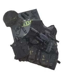 SCATOLA REGALO Ragazzi Esercito Forze Speciali Set GILET TORCIA Pistola BOTTIGLIA ACQUA Nero Mimetico - Foto 1 di 5