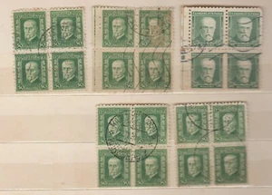 CZECHOSLOVAKIA OLD MASARYK STAMPS, 5 BLOCKS   USED  - Picture 1 of 1
