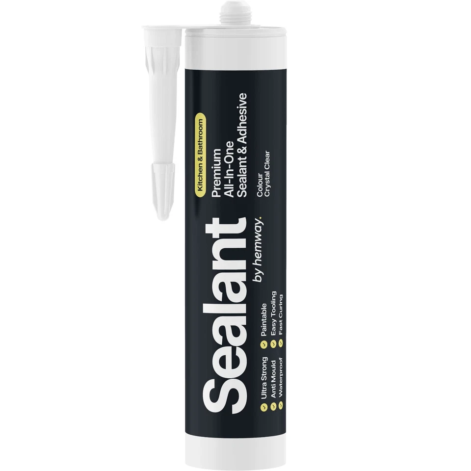 Hemway Crystal Clear Sealant & Adhesive Transparent - Kitchen & Bathroom 300ml
