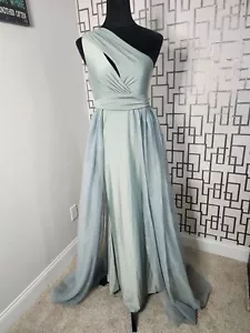 Faeriesty One Shoulder Sleeveless Mesh Prom Green Dress - Picture 1 of 3