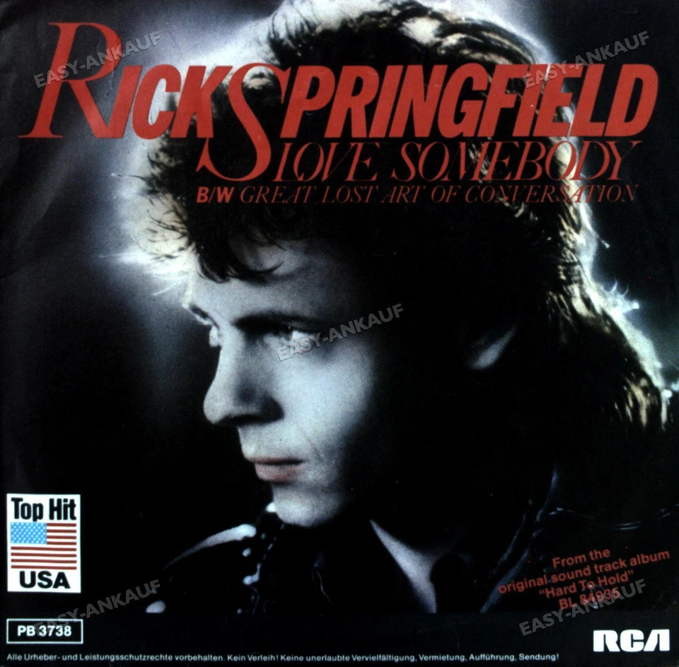 Rick Springfield - Love Somebody 7in 1984 (VG+/VG+) ' - Image 1 of 1