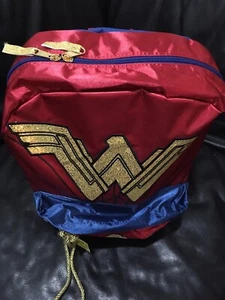 Wonder Woman Backpack School Book Bag-Costume Gold Glitter By DC Comics REAL NEW - Picture 1 of 5