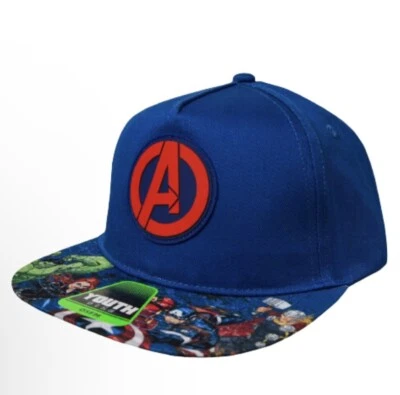 Sombrero de camionero ajustable Avengers Kids Snapback sin malla azul con ala gráfica Foto 1 de 4