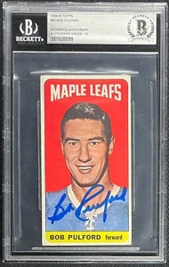 BOB PULFORD SIGNED 1964-65 TOPPS #60 MAPLE LEAFS CARD BECKETT AUTO GRADE 10 099 - Picture 1 of 2
