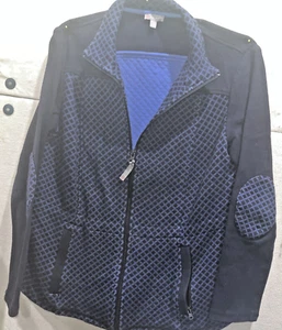 Talbots Active Sport Zip Up Blue Navy Patterned Jacket Size S - Picture 1 of 8